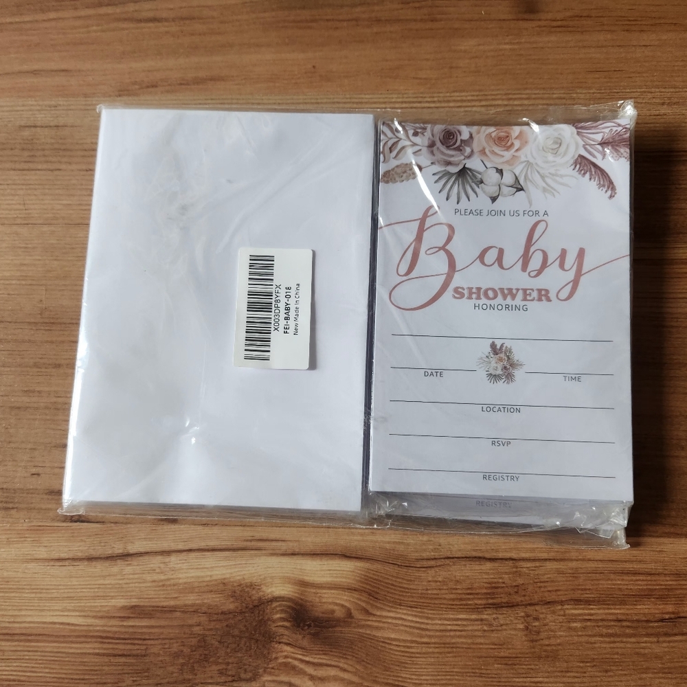 BOHO Baby Shower Invatations For a Girl Bundle(50)